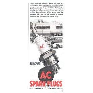 1944 AC Spark Plugs Vintage Print Ad Art Deco Bus Station Greyhound WW2 Wall Art